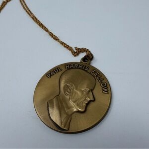 Paul Harris Fellow Rotary International Foundation Award Medal with Chain Rotary